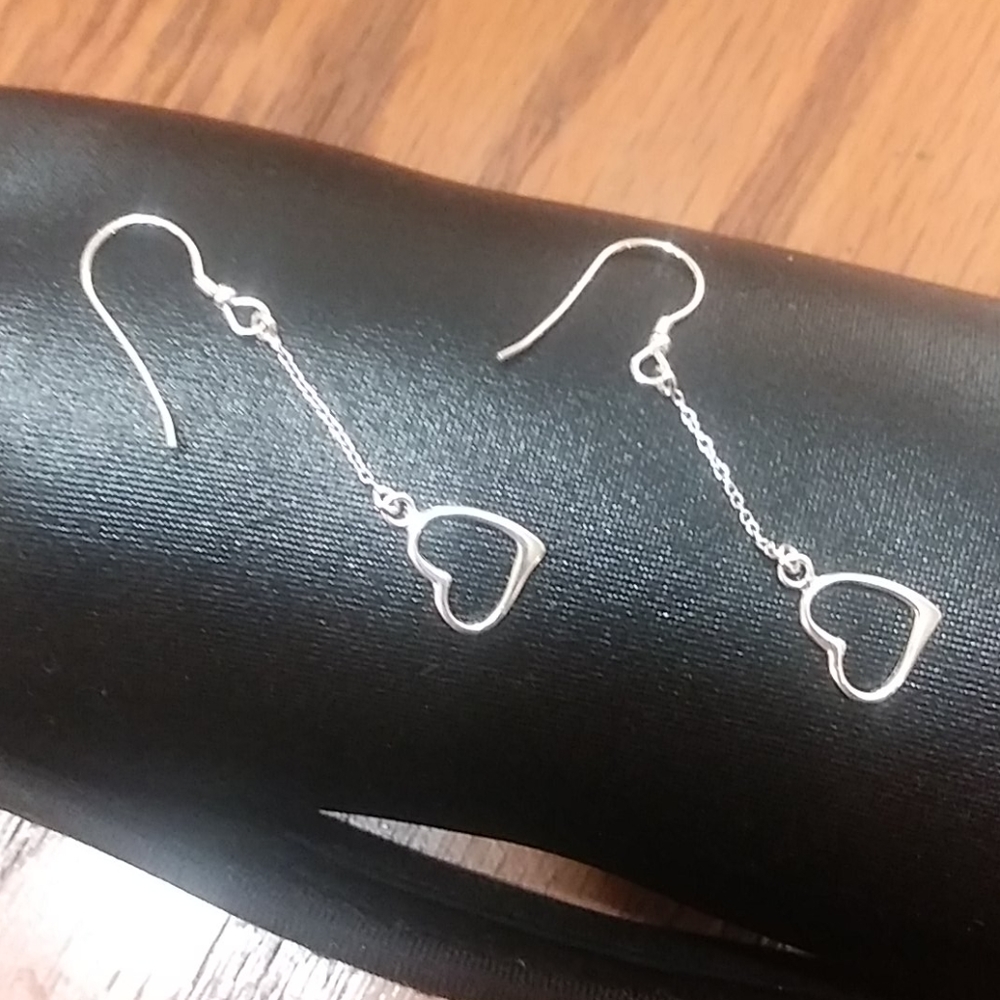 Sterling Silver heart dangle earrings